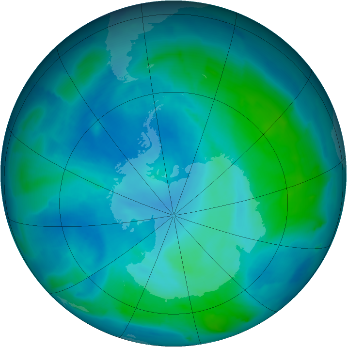 Antarctic ozone map for 24 February 2012